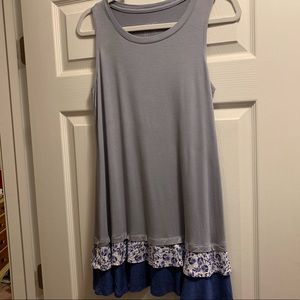 LOGO Blueish-Grey Tunic with Floral Trim